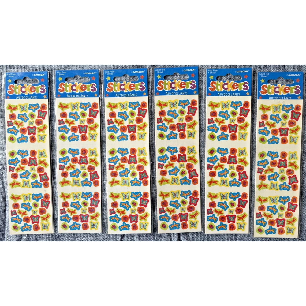 Amscan Butterfly Themed Sticker Sheets Lot of 5 #12